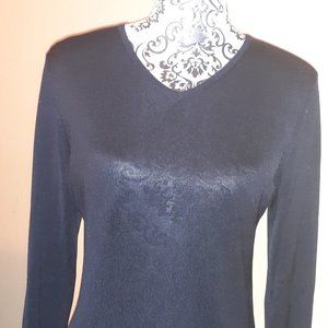Liz Claiborne 100% Silk Knit Black Long Sleeve Sweater